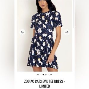 Blackmilk clothing zodiac cats evil tee dress
